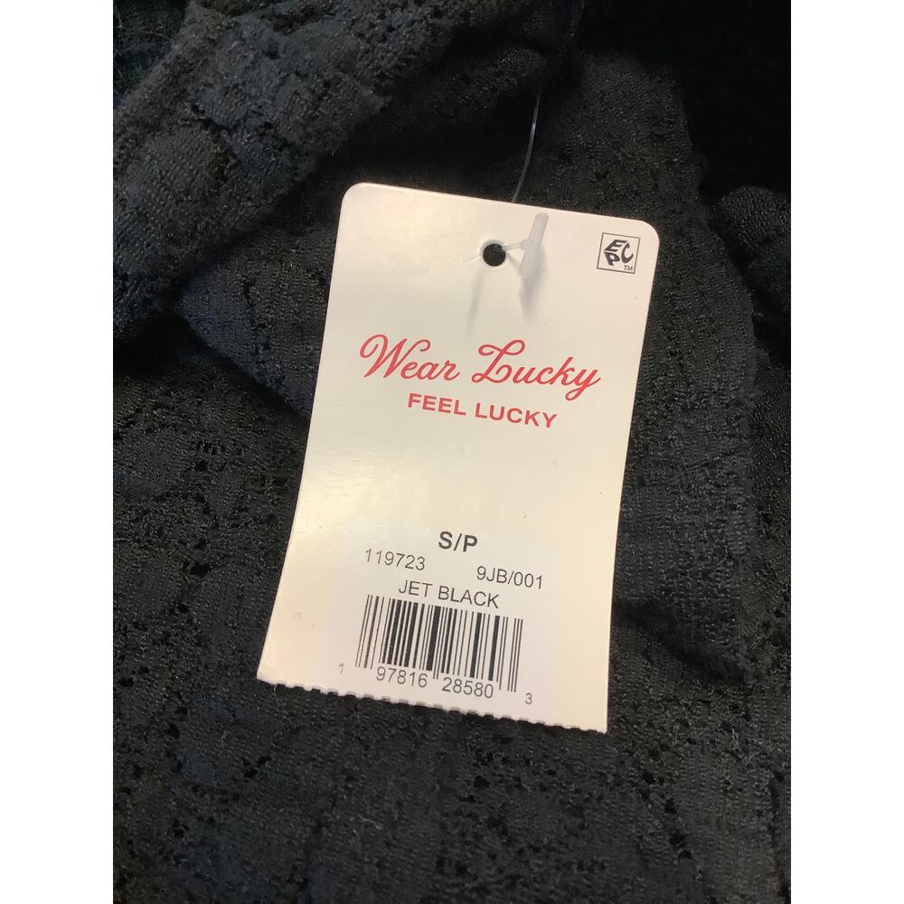 Lucky Brand Women's Small Jet Black Long Sleeve Textured Square Neck Top E12-4 - Picture 9 of 11